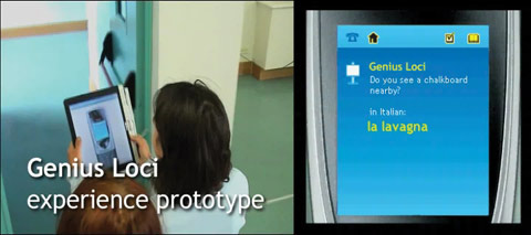 Still frame from the video of the prototype in use, showing screen detail on the right.
